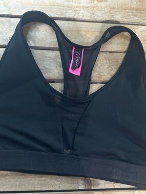 La SENZA Black Racerback Sports Bra with Pink Tag Accent